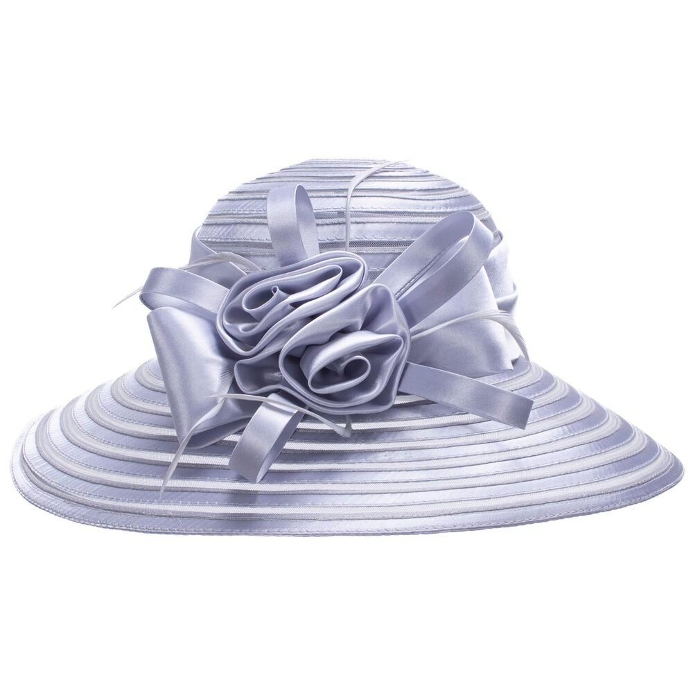 8377 Satin Church Wedding Occasion Sun Hat A214 Gray